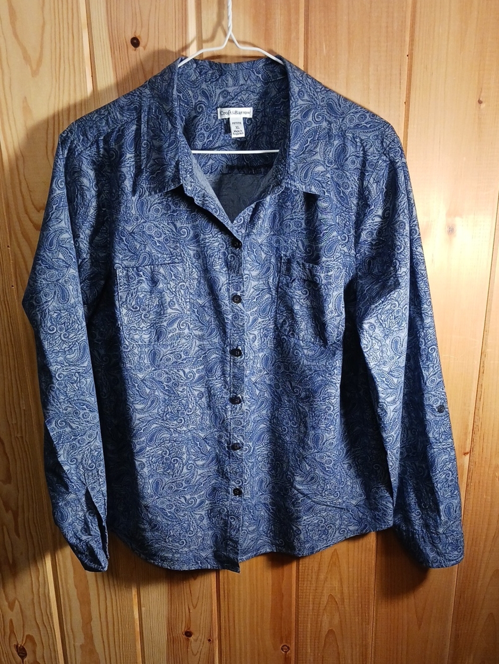 Croft & Barrow Blue Paisley Cotton Shirt